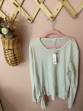 NWT Anthropologie Sundry Pima Cotton Long Sleeve Tie-Hem Top